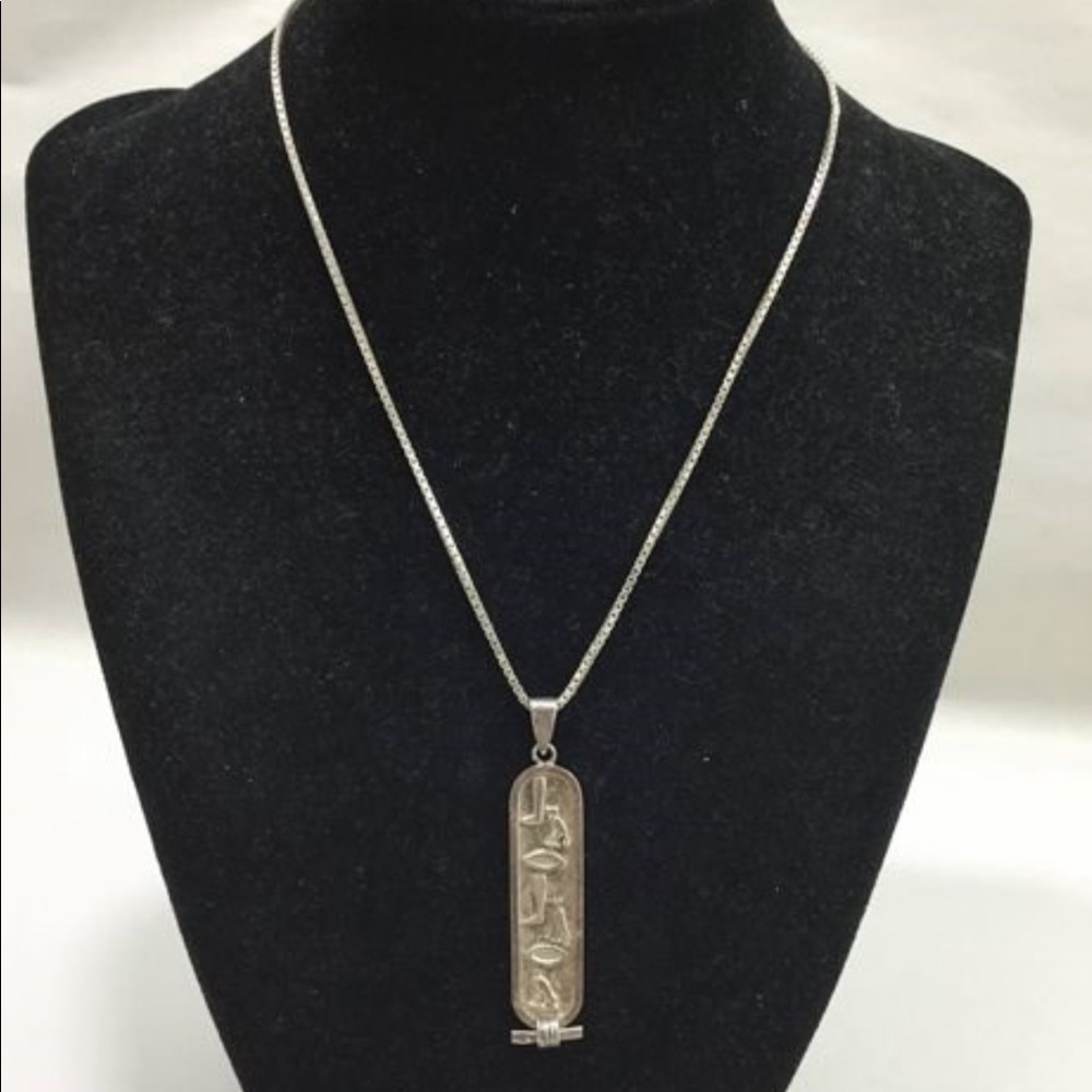 925 Silver Egyptian Hieroglyphics Barbara Necklace